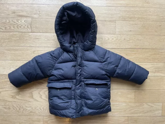 Zara Baby Toddler Coat 18/24 Months Navy Puffer Jacket Boy Fleece Hood