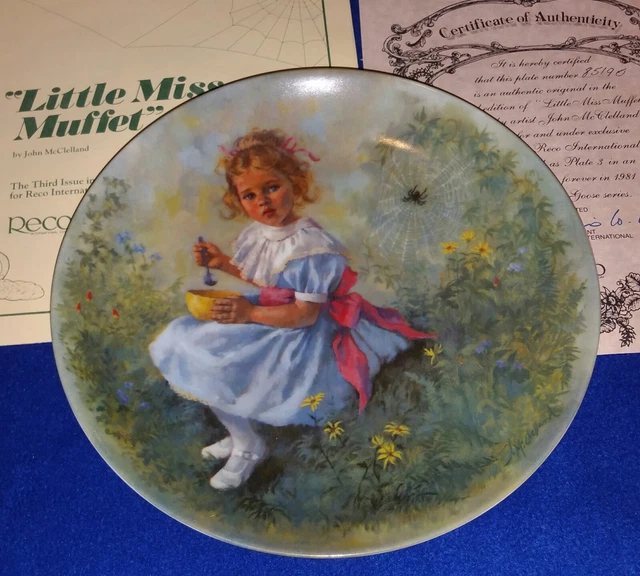 LITTLE MISS MUFFET Plate MOTHER GOOSE SERIES (#8519) by John McClelland 1981