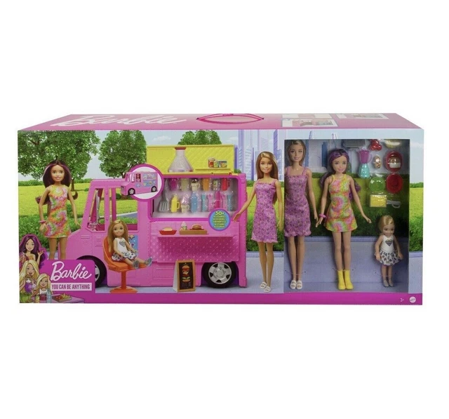 BARBIE FOOD TRUCK Brand New Including 3x Barbie Dolls And Over