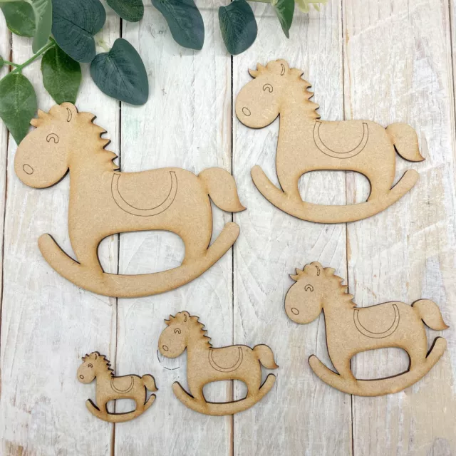 MDF Laser Cut Craft Form Holzform Baby Thema Verzierung Schaukelpferd