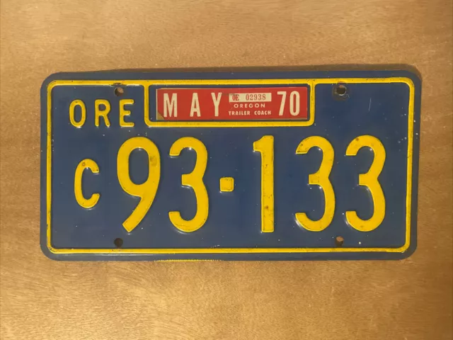 1970 Oregon License Plate Trailer Coach # C93- 133