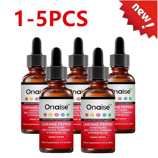 1-5X CAYENNE PEPPERHAWTHORN Beet Root Turmeric Vitamin K2+D3 Liquid ...