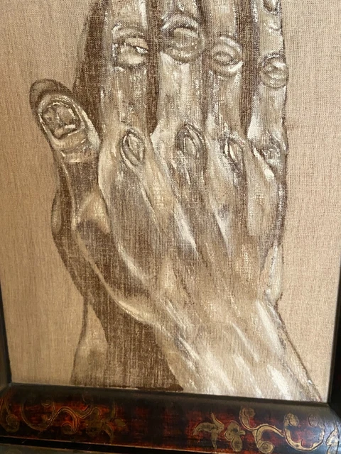 Technique mixte sur toile étude académique d'une main recto-verso 4
