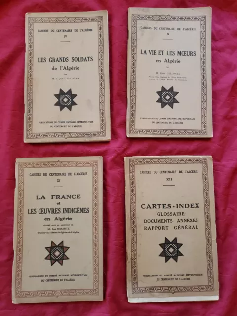 Lot 4 anciens livres CAHIERS DU CENTENAIRE DE L'ALGÉRIE CARTES Afrique - Soldats