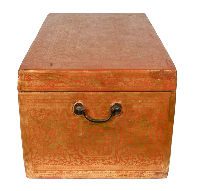 Antique 19th Century Burmese Lacquerware Sadaik or Manuscript Box - 38cm / 15" 3