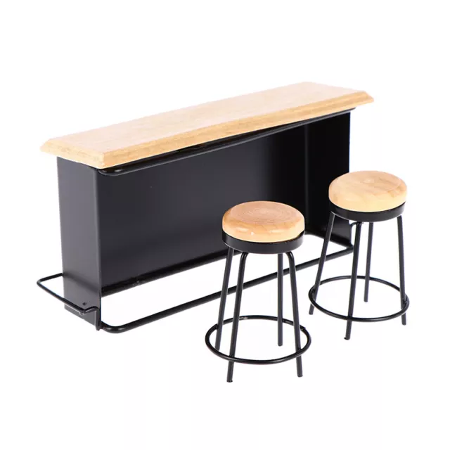 3Pcs/set Dollhouse Miniature Bar Counter Stool Mini Kitchen Furniture To  ZT