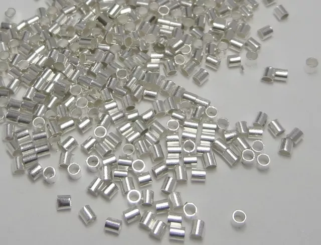 250 Quetschperlen 1,5 mm silber Quetschkalotten Quetschröhrchen Röhren Messing