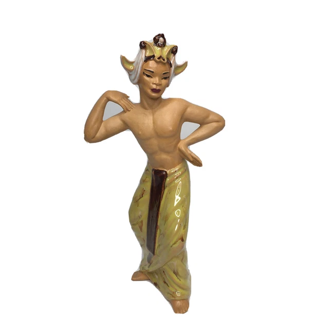 Ceramic Arts Studio Balinese Man Figurine Green Ceramic Arts Studio Balinese Man Figurine Green