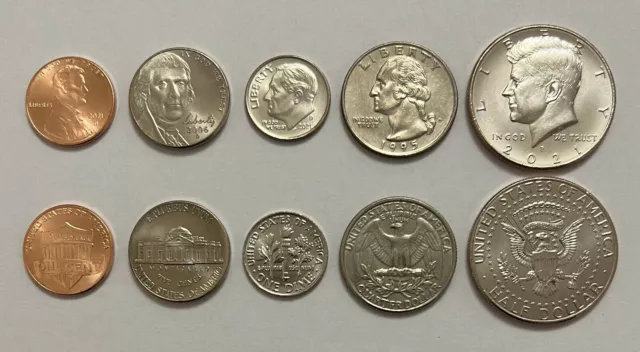 UNITED STATES (USA) - SET of 5 Coins (cent, cents) - from ROLL