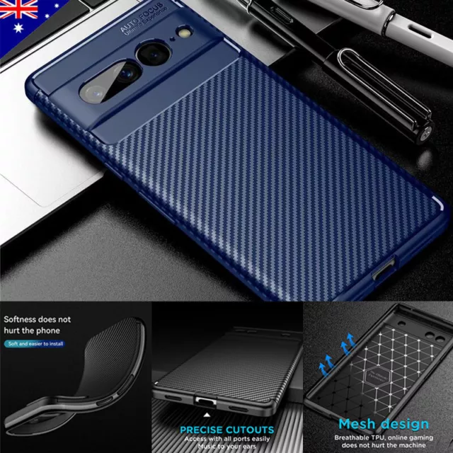 For Google Pixel8 7 6 Pro 7A 6A 5A Carbon Fiber Case Shockproof Protective Cover