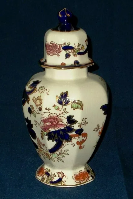 Large Vintage Masons Blue Mandalay Hand Painted Jar/Urn With Lid Good Condition
