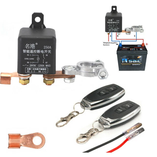 Telecomando wireless 12V 250A auto camion batteria interruttore di separazione controllo