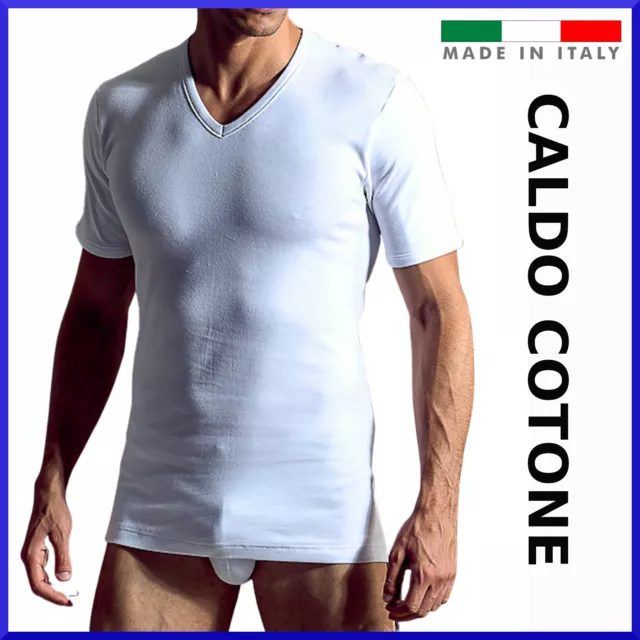 Maglia intimo uomo in caldo cotone felpato intima termica maglietta scollo a v