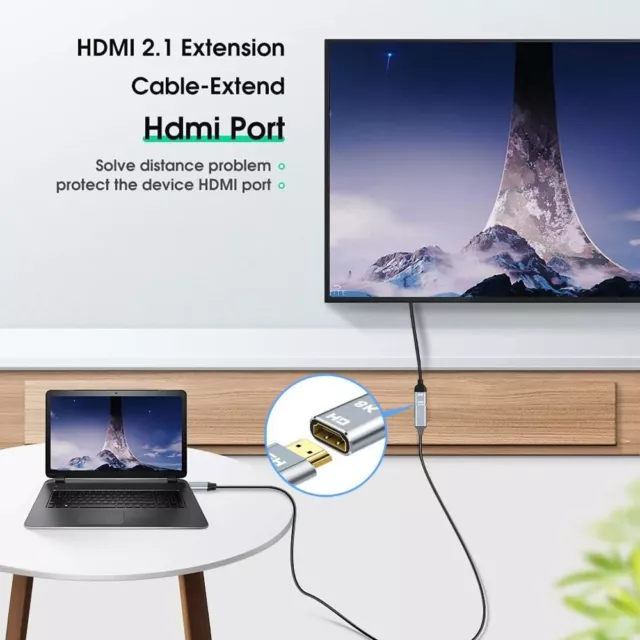 Alta velocidad Macho a hembra HDMI Extension Cable HDMI 2,1 Cable de vídeo 2