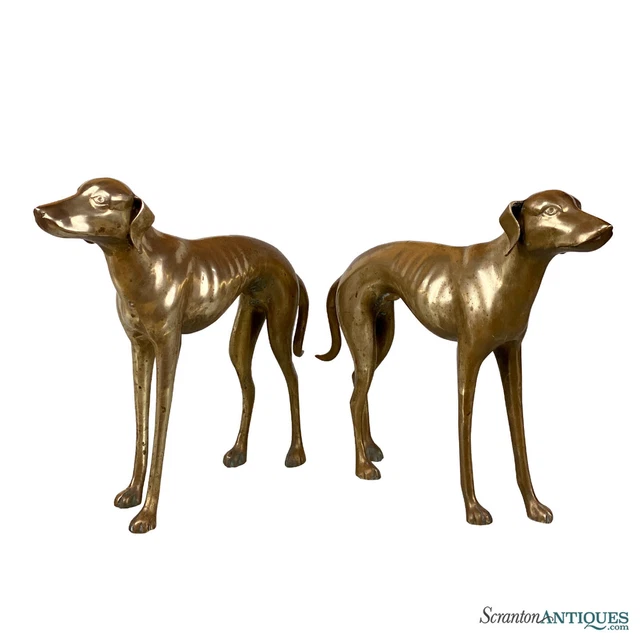 VINTAGE LARGE ITALIAN Regency Brass Greyhound Dog Sculpture Statue A