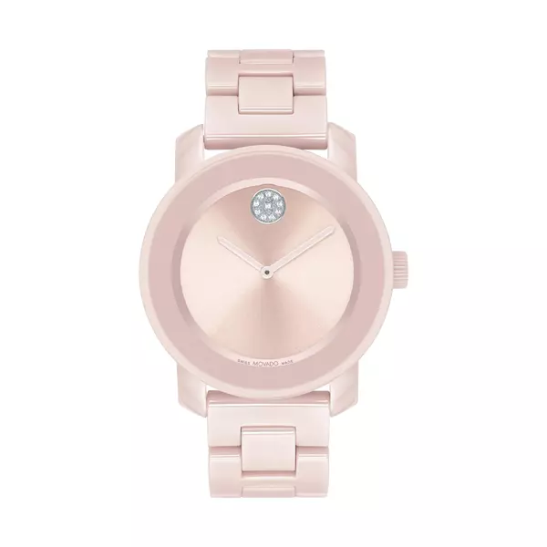 *BRAND NEW* Movado Bold Pink  Dial and Pink Ceramic Case Women's Watch 3600804