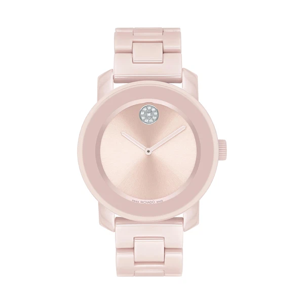 *BRAND NEW* Movado Bold Pink  Dial and Pink Ceramic Case Women's Watch 3600804