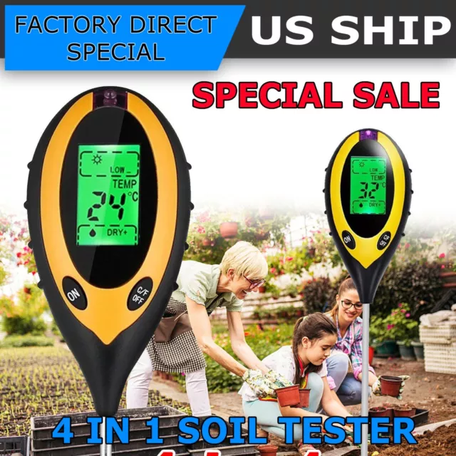 4 in 1 PH Tester Soil Water Moisture Light Test Meter for Garden Plant Seeding