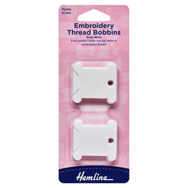 30x Hemline Plastic Floss Bobbins - Embroidery Thread Organisers - Cross Stitch