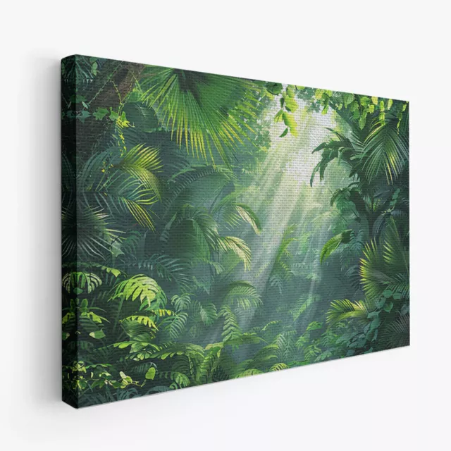 Jungle Canopy Vintage Landscape Art Design 4 Horizontal Canvas Wall Art Print