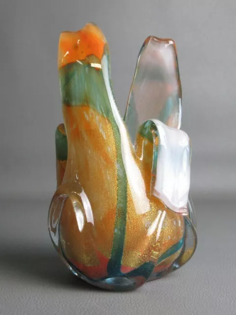 vaso vetro Murano sommerso design petali oro vintage epoca xx sec