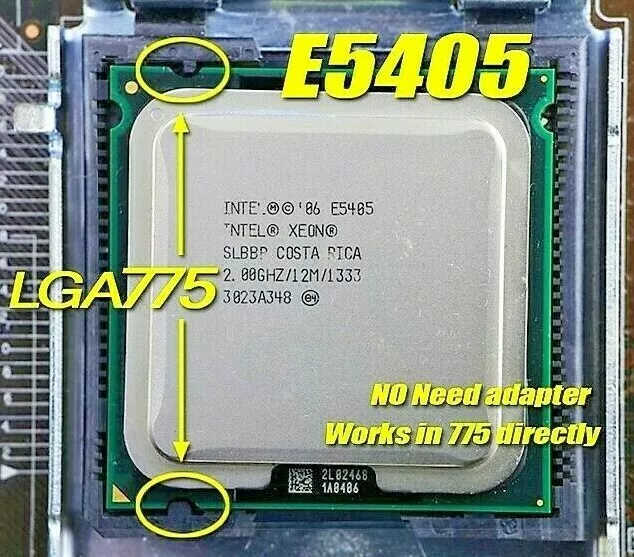 Intel Xeon E5405 LGA775 = (Core 2 Quad Q8200) more powerful (FSB 1333) Tdp 80w