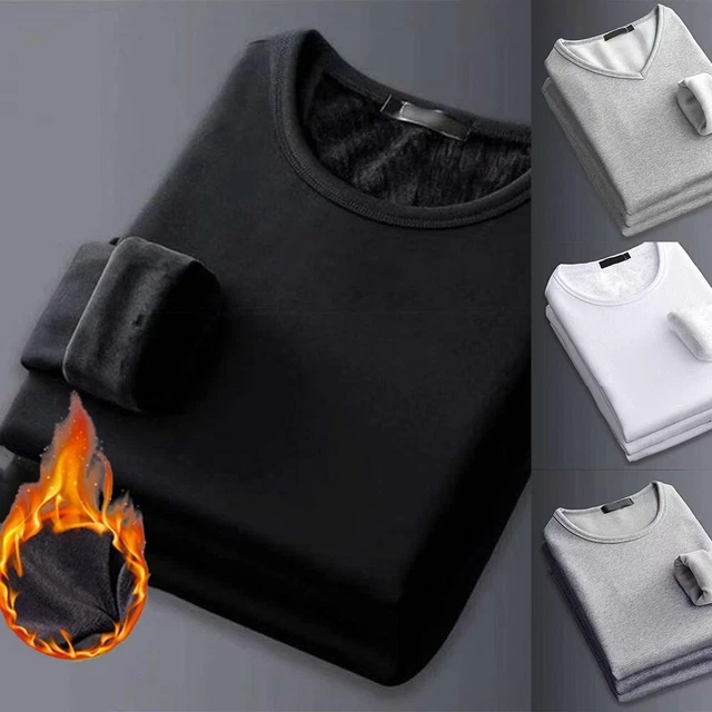 Da Uomo Biancheria Intima Termica Top Pile Spessa T-Shirt Slim Fondo Abiti