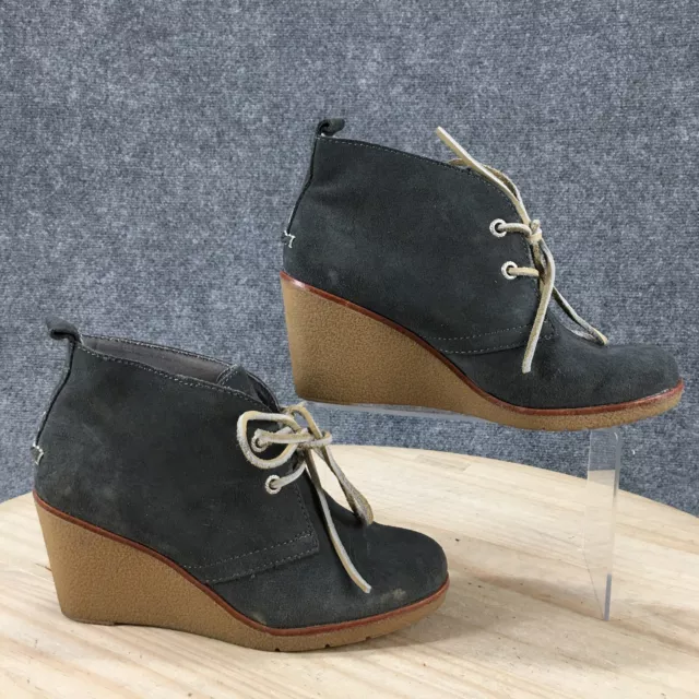 Sperry Top Sider Boots Womens 6 M Harlow Bootie Gray Suede Leather Wedge 9103029