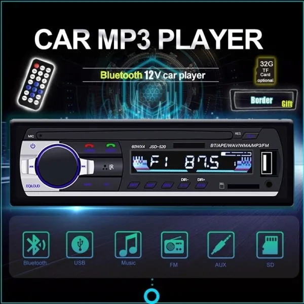 Autoradio Lettore Mp3 Ca001b Sistema Audio Auto Universale 1 Din Bluetooth Aux