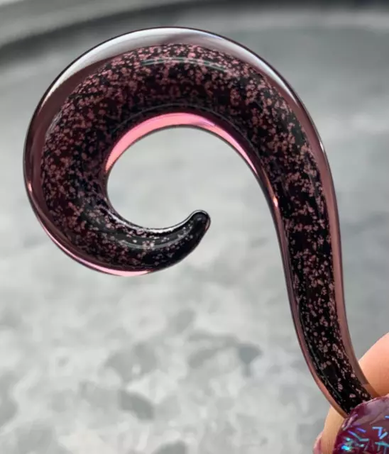 PAIR Purple Glass Spiral Hanging Tapers Expanders Plugs Gauges Body Jewelry