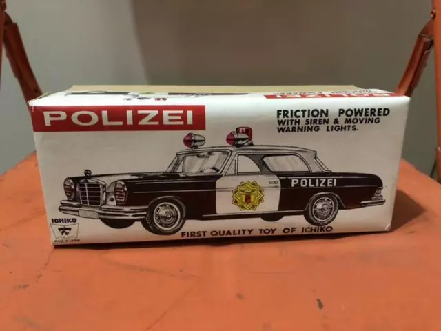 Ichiko Mercedes Benz Police Car Tinplate Polizei Tin Toy 1970 old items Japan 2