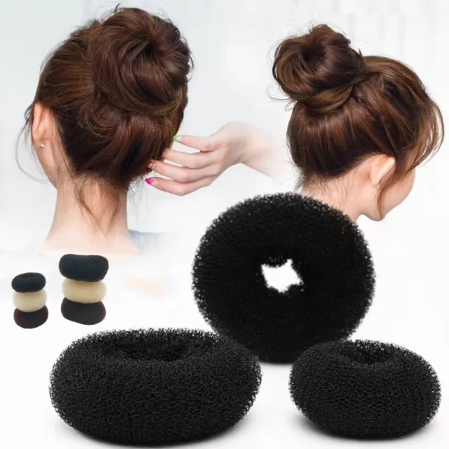 3pc Roller Ring Sponge Hair Bun Donut Shape Hairband Female Ponytail Style Tool