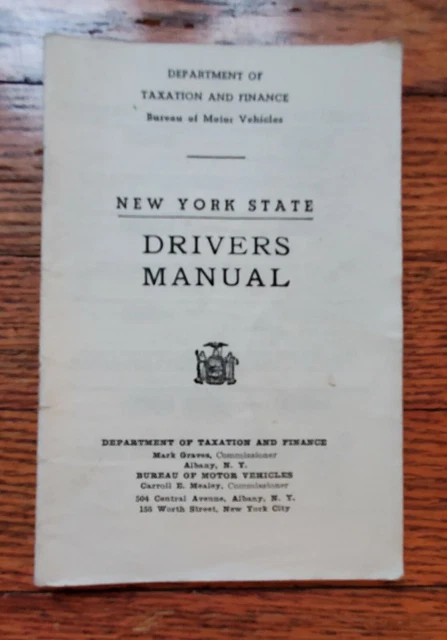 VINTAGE 1930S NEW YORK STATE DRIVER'S MANUAL - DEPARTMENT OF MOTOR