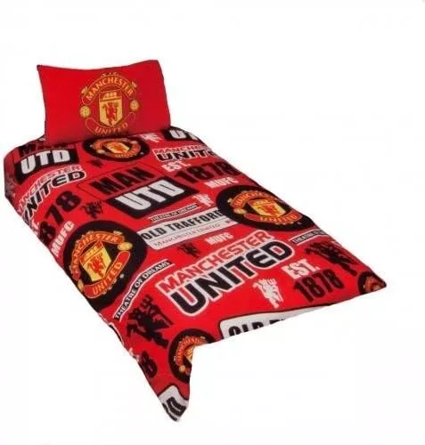 Manchester United 'Patch' Single Duvet Cover Bedding Set Reversible Cover