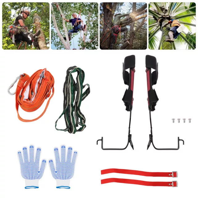 2-Gear Tree Climbing Spike Set Safety Belt Adjustable Rope Lanyard Rescue  Belt
