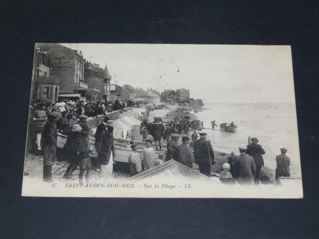 Cpa 1925 Carte Postale France Saint-Aubin-Sur-Mer Calvados 14 Plage