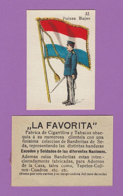 La Favorita (Canary Islands) - Scarce Silk Flags & Soldiers Card - Holland