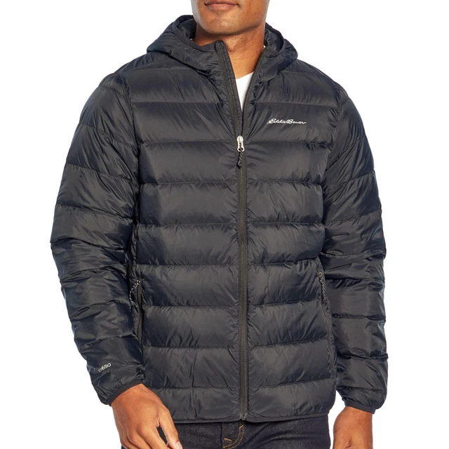 EDDIE BAUER COAT Packable Down Hooded Puffer Microlight Jacket Men's
