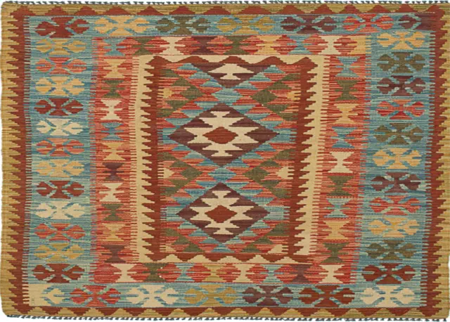Vintage Hand Woven Carpet 3'3" x 4'10" Traditional Wool Kilim Rug