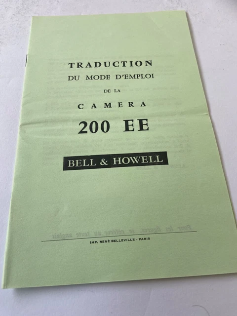 Mode D'emploi Photo Cinema Bell & Howell Camera 200 Ee Traduction En Francais