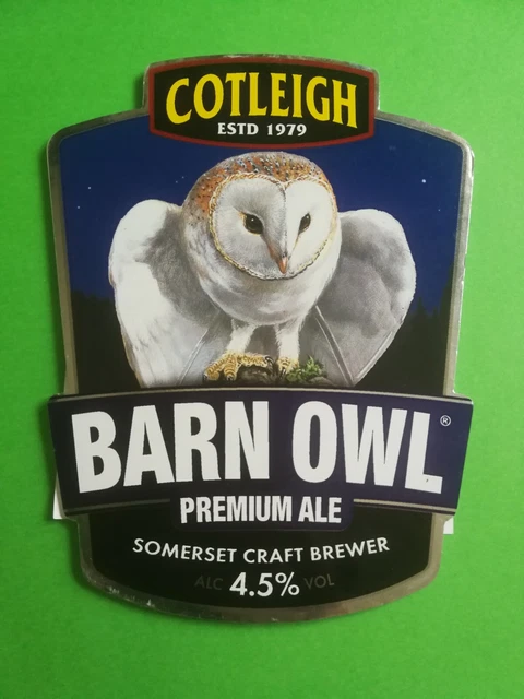 Bierpumpe Clip Abzeichen vorne COTLEIGH Brauerei SCHEUNENEULE Echt Ale Vogel Beute Thema