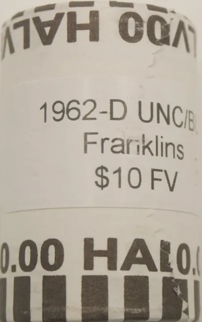 1962 D Bu Franklin Half Dollar 90% Silver $10 Face Value Roll Bullion Investment