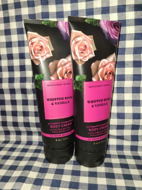 NEW 2-Pack Whipped Rose & Vanilla 8 oz Body Cream Bath & Body Works