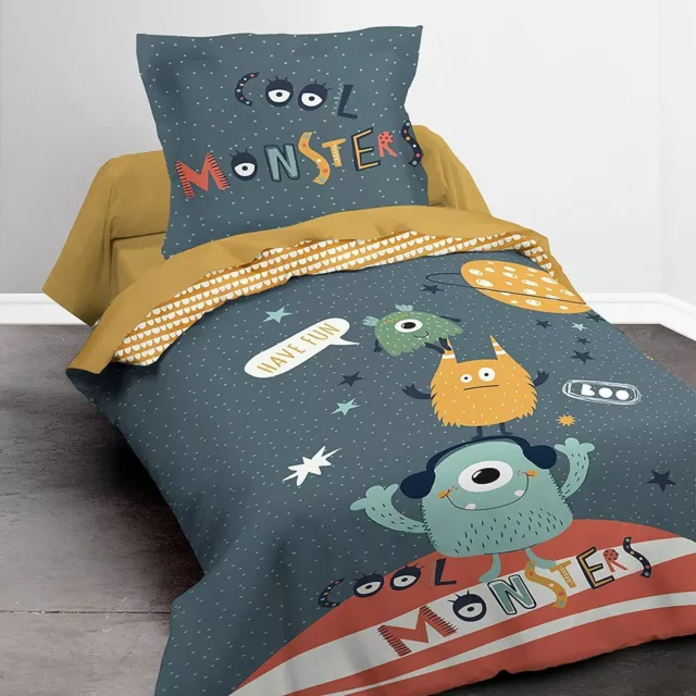 TODAY Parure de Lit Housse de Couette 140x200 cm et sa Taie Monster 1.4 Kids Koo