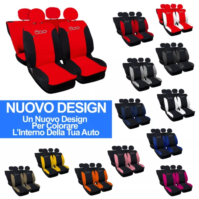 Set Coprisedili Auto Compatibili Con 500 Made In Italy Vari Colori Nuovo Design!