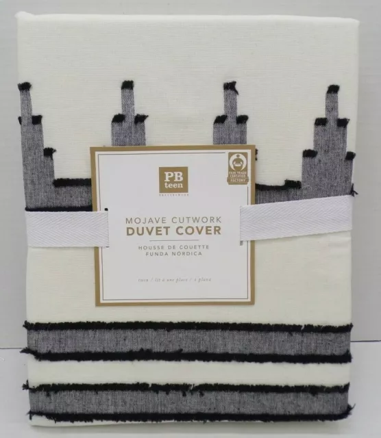 Pottery Barn Teen Mojave Cutwork Cotton Duvet Cover Twin Charcoal Black #41