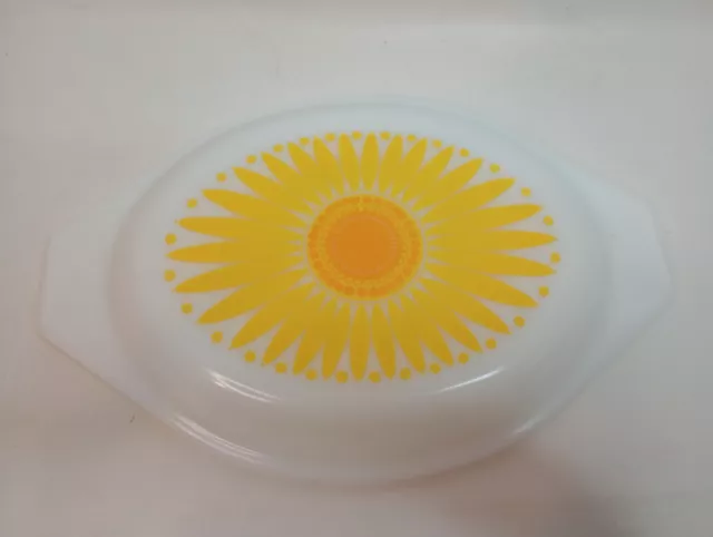 Vintage Pyrex Sunshine Sunflower Daisy Divided Casserole Dish 1.5 qt. Lid Only