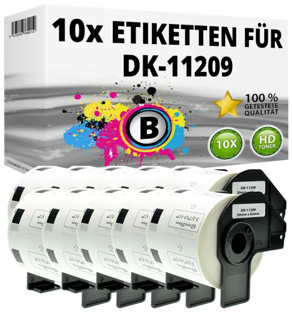 10 Etiketten kompatibel Brother P-Touch QL 1050 1060 500 550 570 650 700 710 720