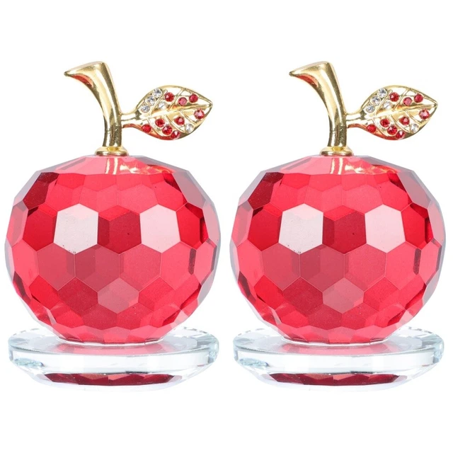2 Pcs Kristall-Apfel-Ornament Weißer Kristallfigur Glasfigur