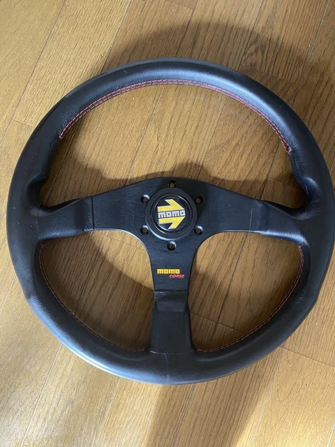 パーツ MOMO CORSE 350mm Momo Corse Leather 350mm Steering Wheel - Black with Silver
